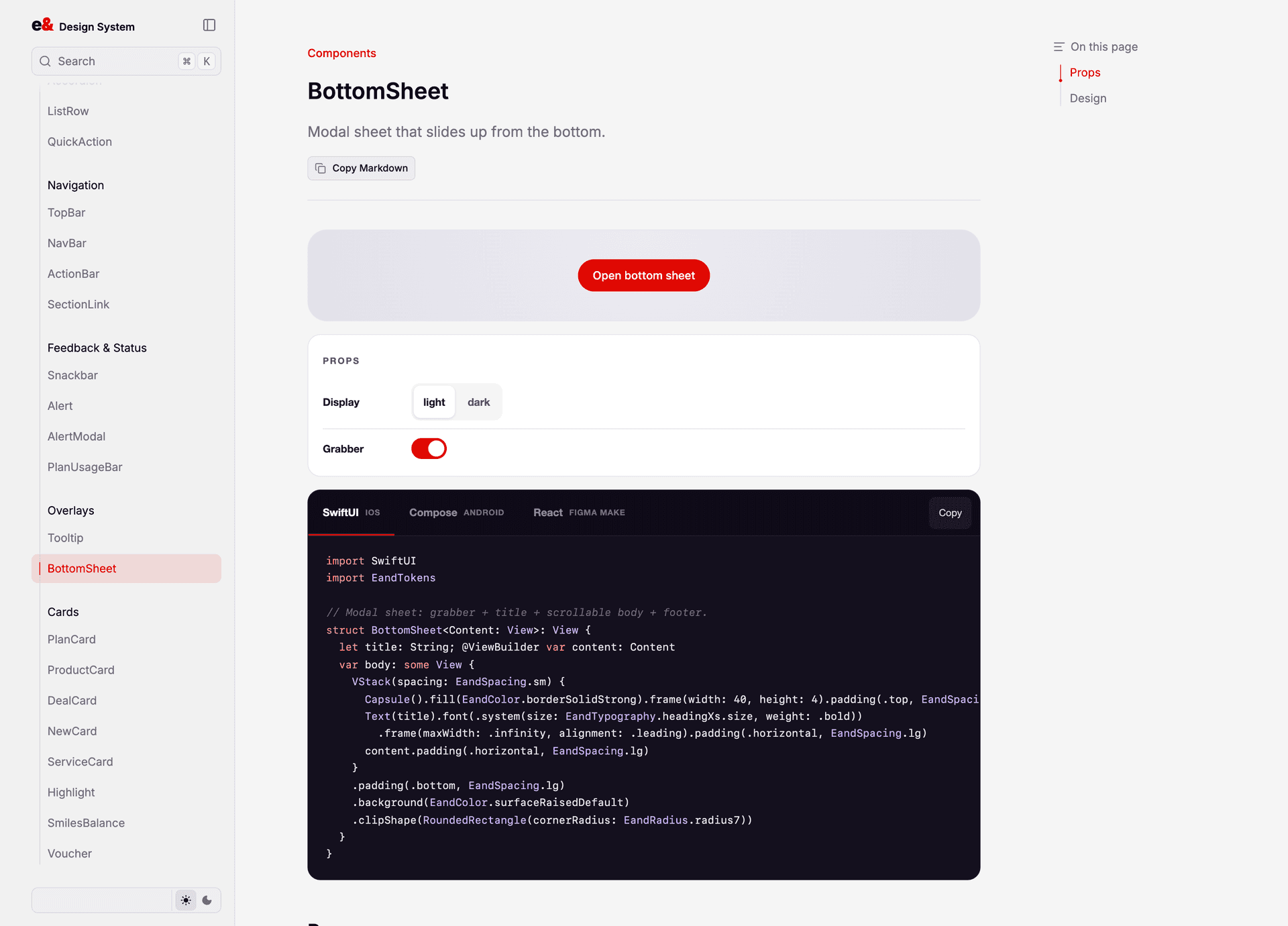 BottomSheet — overlay behaviour specified, not left to each platform to invent