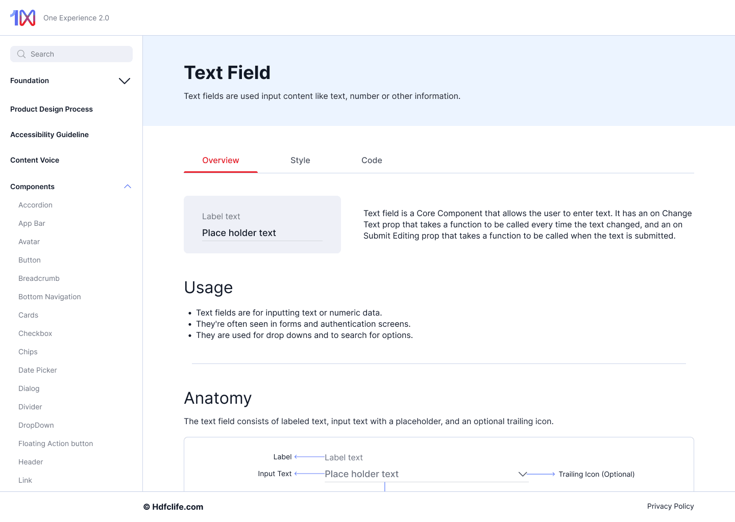 Text Field — input states, validation messaging, accessibility patterns